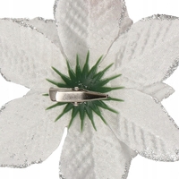 Set 10 ornamente pentru bradul de Craciun, stea Poinsettia, 13cm, gri argintiu