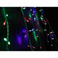 Instalatie Craciun, 40 m, 1144 Led-uri ,Franjuri, Rosu / Verde/ Albastru, Flash, Transformator, Interconectabila, Prelungitor 5 m inclus, Fir Negru, Vafy