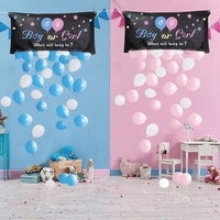 Set Gender Reveal, Vafy, Balloon Drop Bag, din Plastic si Latex, 24 Baloane Roz si Albastru 13 cm, Sac pentru Baloane 60 x 120 cm, Multicolor