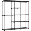 SONGMICS Dulap portabil pentru haine cu 3 bare de suspendare si rafturi, structura metalica, 43x182x182 cm, negru