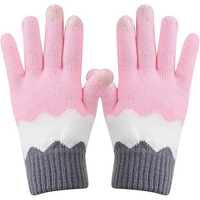 Manusi de Dama, Flippy, Model Ondulat, Functie Touchscreen (ecran tactil), Material Acril Tricotat, Manseta Elastica, Interior Catifelat, Marime Universala, Roz/Gri
