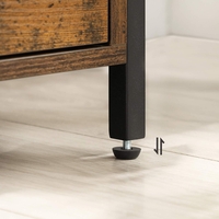 VASAGLE Noptiera cu compartiment deschis, 2 sertare, stil industrial, 45x45x60cm, maro rustic si negru