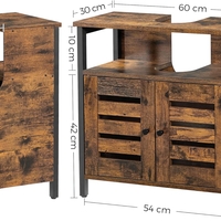 VASAGLE Dulap baie baza lavoar, cu 2 usi, 2 rafturi, 60x30x60 cm, maro rustic