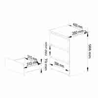 Noptiera cu 3 sertare, PAL laminat 16 mm, 40x35x57 cm, stejar artisan si alb
