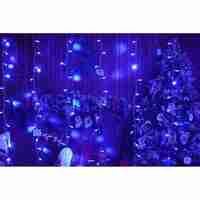 Instalatie Craciun, Tip Perdea, IP44, 16 m x 1 m, 960 LED-uri, Albastru, 8 jocuri de lumini, Transformator, Interconectabila, Prelungitor 5 m inclus, Fir transparent, Interior/ Exterior, Vafy