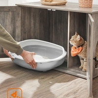 FEANDREA Cusca pentru pisici tip comoda, cu usi si perete despartitor, 80x53x50cm, gri