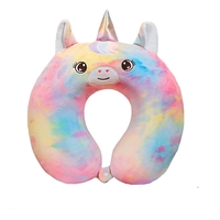 Perna de Calatorie in Forma de U, Vafy, Pentru Gat si Cap, Umplutura din Spuma cu Memorie, 30x30 cm, Model Unicorn, Accesoriu de Voiaj, Birou, Masina, Sistem Prindere Capse, Multicolor