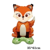 Balon din Folie Metalizata, Vafy, Mini Figurine Animalute, Model Vulpe, Tematica Aniversare, 35x61 cm, Ambalaj Individual, Pai Inclus, Umflare cu Aer sau Heliu, Multicolor