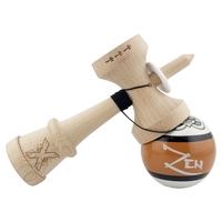 Kendama X Zen Series Originala, Profesionala, Flippy, Cupe Mari KING SIZE V3, Super Sticky, Gaura in Baza, Rulment Metalic, din lemn 18 cm, Ata 62/65 cm, Maro
