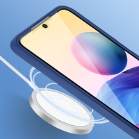 Husa Max Defence pentru iPhone 12 Pro Max, Bumper Albastru, Fata Dubla Transparenta, Protectie Antisoc Full 360 ( fata, spate, margini ), Vafy