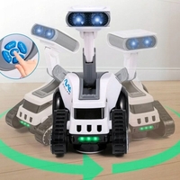 Robot rover interactiv pentru copii cu muzica, lumini, dans si invatare engleza, 19x16x11 cm, alb