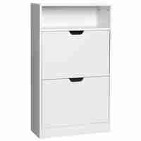 VASAGLE Dulap pantofi cu 3 usi rabatabile, pentru 8-12 perechi, 60x24x102 cm, alb