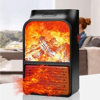 Mini Aeroterma Puternica Portabila Flippy, Putere 1000W, Mini radiator electric cu Display LCD, efect de semineu si flacara, cu telecomanda