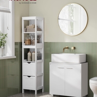VASAGLE Dulap baie pentru suport lavoar, MDF, 2 compartimente, raft interior reglabil, 30x60x60 cm, alb