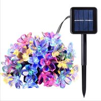 Instalatie Craciun, 5 metri, 20 Becuri LED tip Flori de cires, pentru exterior cu incarcare solara, Multicolor, Vafy