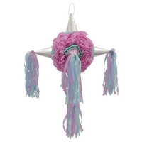 Pinata Rotunda pentru Petrecere, Flippy, Detalii Argintii, din Hartie si Carton, Pinata pentru Copii, 76 x 50 x 50 cm, Roz