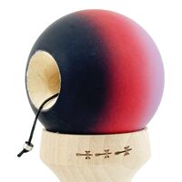 Kendama X Originala, Profesionala, Flippy, Cupe Mari KING SIZE V3, Rubber Grip, Gaura in Baza, Rulment Metalic, din lemn 18 cm, Ata 62/65 cm, Gradient Mov/Rosu/Negru