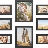 SONGMICS set rame foto 10 buc, 28x24 / 21x16 / 18x13 cm, negru, montaj perete sau birou, MDF si plastic