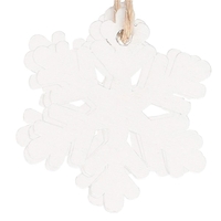 Decoratiune brad fulg de zapada din lemn, set 6 bucati, 4cm, alb
