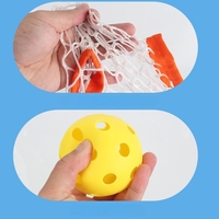 Joc Spikeball, Flippy, pentru Copii, Joc in 2, pentru Plaja, Parcuri, Interior, 2 Plase, 2 Mingi Normale, 2 Mingi Luminoase, Senzorial, Prinderea Mingii, 50x30 cm, Multicolor