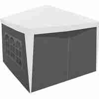 Pereti laterali pavilion 295x195 cm, set 4 bucati, cu ferestre si usa, PE impermeabil, gri
