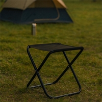 Scaun pliabil pentru camping sau pescuit, cadru metalic, maxim 100 kg, 26x26x34 cm, negru
