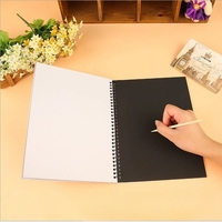 Caiet cu Foi de Hartie de Razuit, Flippy, cu Un Stilou din Bambus, pentru Desen, Curcubeu, 19 x 26 cm, Negru