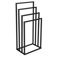 Suport metalic de baie pentru prosoape, cu 4 standuri, 96 cm, negru