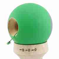 Kendama X Originala, Profesionala, Flippy, Rubber Grip, Cupe Mari KING SIZE V3, Gaura in Baza, Rulment Metalic, din lemn 18 cm, Ata 62/65 cm, Bicolor Mov/Verde