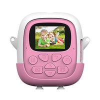 Camera Instantanee pentru Copii, Flippy, cu Functie de Printare, Cablu USB-C, Bluetooth, Compatibil iOS/Android, Camera Frontala + Selfie, Model Iepure, Snur Inclus, Roz