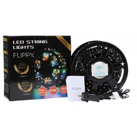 Instalatie Craciun liniara, fir negru, cu transformator, 50m, multicolor, 500 LED-uri, 8 jocuri de lumini, Vafy