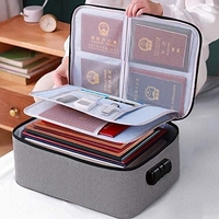 Geanta Flippy pentru Depozitare Acte si Documente, Facturi, Carduri, cu Cod de Securitate, 3 Compartimente, Impermeabila, 37 x 10.5 x 27 cm, Gri