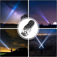 Lanterna cu 3 Nuclee Led, Vafy, Incarcare USB, Autonomie 4-20h, Raza Maxima 100-200 m, 5W, 4 x 4 x 9 cm, Suport de Agatat, Fund Magnetic, Argintiu