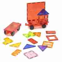 Set de constructie din piese magnetice educative pentru copii 120 de piese, multicolor