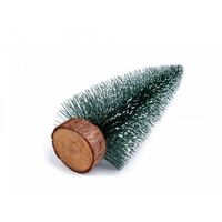 Brad artificial de craciun, ornament pentru masa, pe suport lemn, 25 cm inaltime, Argintiu