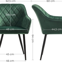 SONGMICS Scaun living tapitat din catifea cu cotiere, sarcina 110 kg, 63x60x85 cm, verde