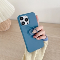 Husa protectie Vafy compatibila cu Apple iPhone XR Liquid Silicone Ring cu suport rotativ Albastru