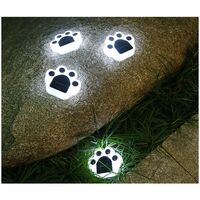 Set 4 Lampi Solare Led pentru Gradina, Flippy, Model Laba de Urs, 14 x 13 x 3 cm, Buton On-Off, Alb Rece, Negru/Alb