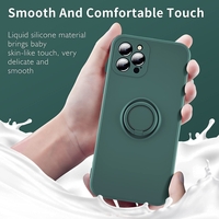 Husa protectie Vafy compatibila cu Apple iPhone 12 Pro Liquid Silicone Ring cu suport rotativ Verde