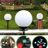 Lampa solara LED pentru Gradina, Flippy, Set 2 Bucati, Tip Glob/Sferica, 37 cm, Diametru 10 cm, Buton On-Off, Multicolor, Negru/Alb