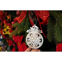 Ornament brad de Craciun, Perlat, Rotund, 8 cm x 11 cm, Plastic, Flippy