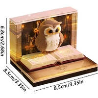 Calendar Interactiv 3D 2026, Flippy, Calendar de Sculptura cu Luminite LED, Bufnita Magic World, pentru Copii, Calendar de Birou Ornamentat, 9 x 9 x 6.8 cm, Maro