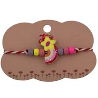 Martisor Bratara Multicolora pentru Copii, Jolie, din Lemn si Textil, Model Steluta Curcubeu