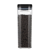 Cutie de Depozitare Alimente, Flippy, tip Container, 3.7L, Recipiente pentru Cereale in Bucatarie, Transparente cu Capac Negru