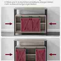 VASAGLE Comoda pentru living sau bucatarie, cu 2 usi glisante, rafturi reglabile, stil rustic, 33x100x80cm, gri