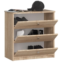 Dulap pantofi MINI cu 3 usi rabatabile, PAL laminat 16 mm, 60x31x62 cm, stejar sonoma