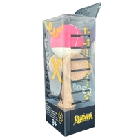 Kendama X Originala, Profesionala, Flippy, din Lemn, 18 cm, Rubber Grip, Roz inchis/Alb