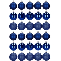 Set globuri de Craciun, 30 bucati, 3 modele, 6cm, albastru
