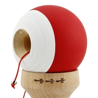 Kendama X Originala, Profesionala, Flippy, Rubber Grip, Cupe Mari KING SIZE V3, Gaura in Baza, Rulment Metalic, din lemn 18 cm, Ata 62/65 cm, Bicolor Rosu/Alb
