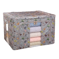 Cutie Depozitare, Vafy, 66L, din Material Textil, 50 x 40 x 33 cm, pentru Haine si Lenjerii, Model Fluturasi, Gri Inchis
